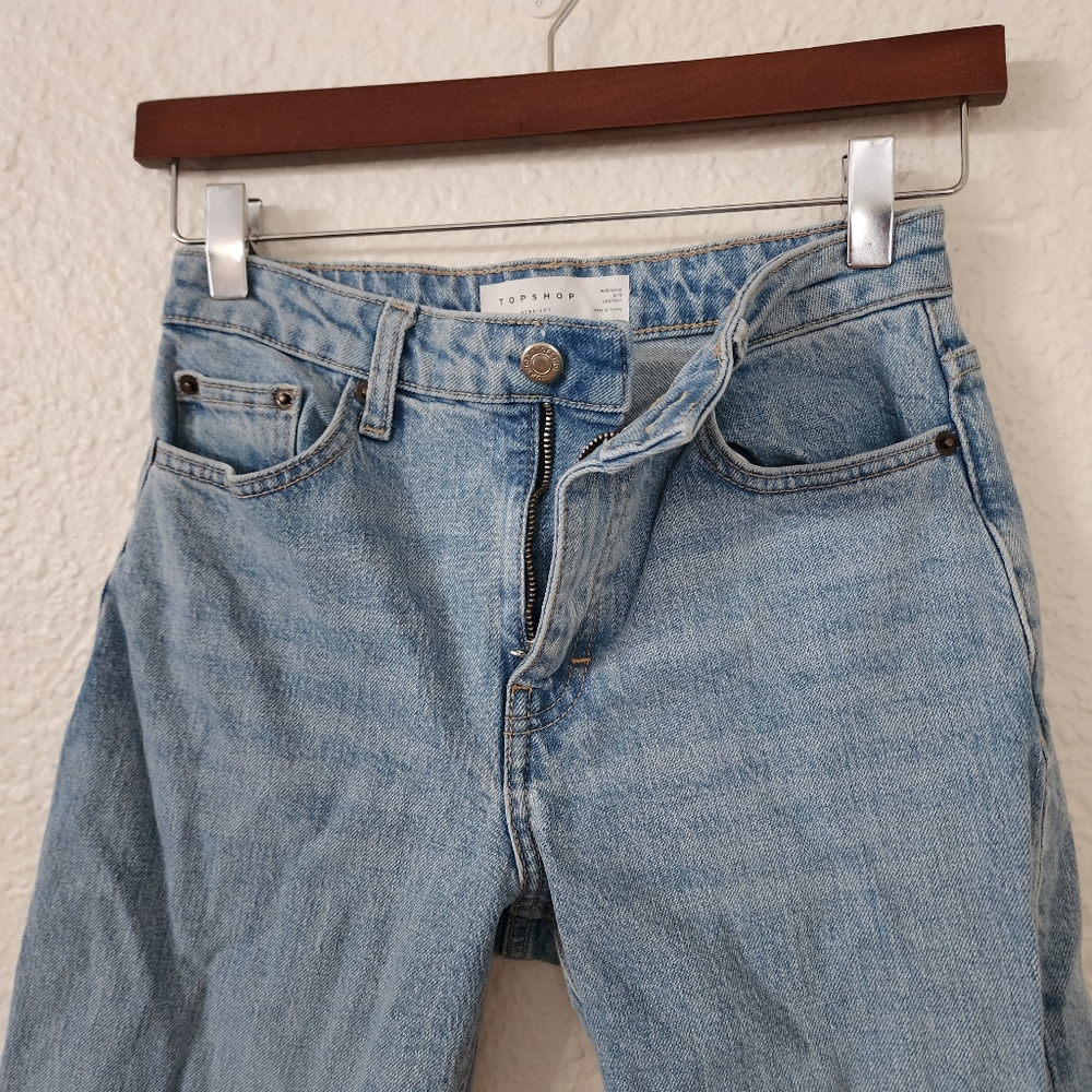 Topshop High Waisted Straight Leg Jeans Light Wash Women's Size 25 - Picture 5 of 6